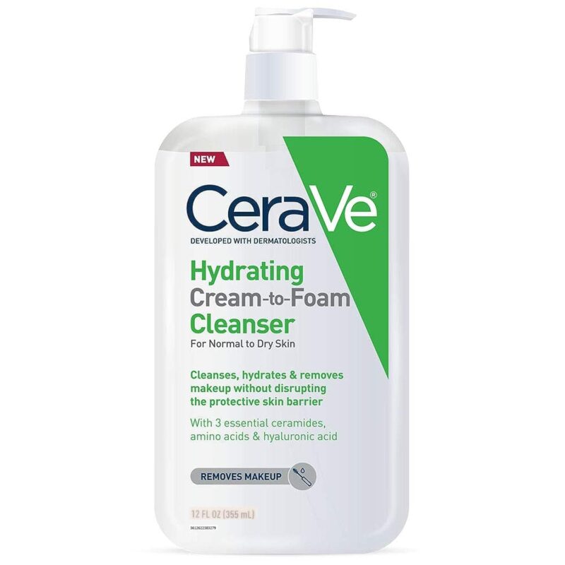 CeraVe Cream-to-Foam Facial Cleanser - 355ml سيرافي منظف الوجه من كريم إلى رغوة - 355 مل