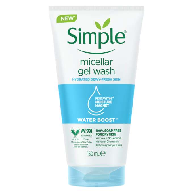 Simple Water Boost Micellar Facial Gel Wash – سمبل غسول جل مائي للبشرة الجافة والحساسة – 150 مل