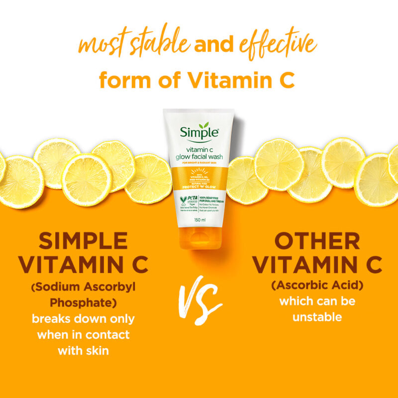 Simple Vitamin C Glow Facial Wash – غسول فيتامين سي لتوهج ونقاء البشرة – 150 مل - Image 4