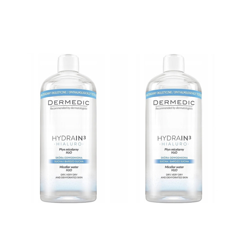 DERMEDIC Hydrain3 Micellar Water – 500ml ديرمديك ماء ميسيلار مزيل للمكياج للبشرة الجافة – 500 مل