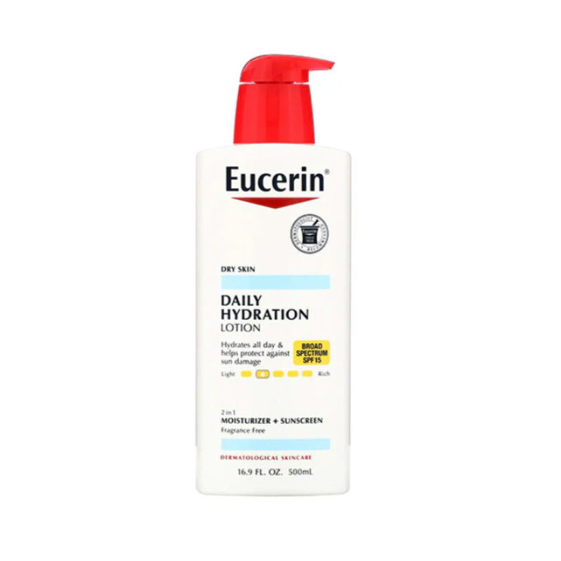 Eucerin Daily Hydration Lotion SPF 15 - 500ml يوسيرين لوشن الترطيب اليومي مع واقي شمس SPF 15 - 500 مل