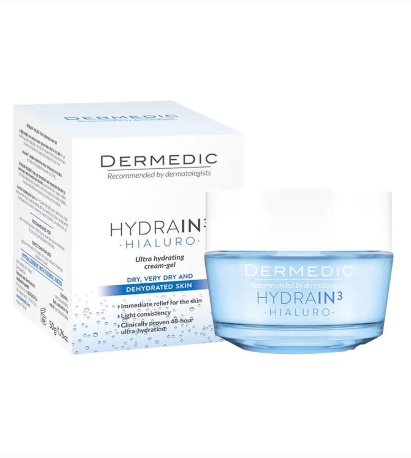 DERMEDIC Hydrain3 Hialuro Cream-Gel – 50ml ديرمديك كريم جل مرطب ومهدئ للبشرة الحساسة – 50 مل