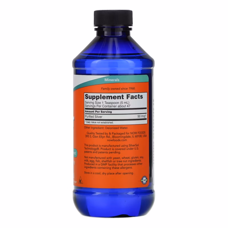 ⁦ناو فودز سيلفر سول 50 مكغ 237 مل NOW Foods Silver Sol 50 mcg 8 fl oz (237 ml)⁩ - الصورة ⁦2⁩