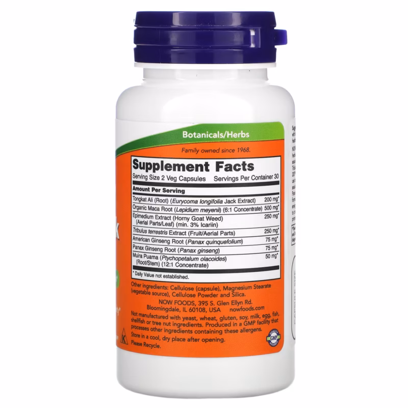 ⁦ناو فودز تيستو جاك 200 60-  كبسولة نباتية  - NOW Foods TestoJack 200 60 Veg Capsules⁩ - الصورة ⁦2⁩