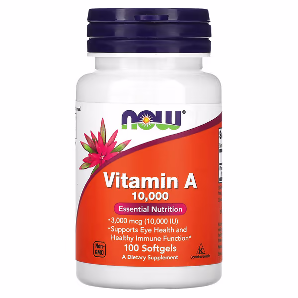 ناو فودز فيتامين أ 3000 مكغ (10,000 وحدة دولية) 100 كبسولة هلامية NOW Foods Vitamin A 3,000 mcg (10,000 IU) 100 Softgels