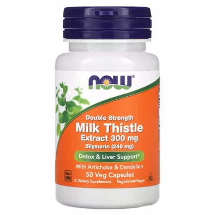 ناو فودز مستخلص شوك الحليب القوة المزدوجة 300 ملغ 50 كبسولة نباتية NOW Foods Milk Thistle Extract Double Strength 300 mg 50 Veg Capsules